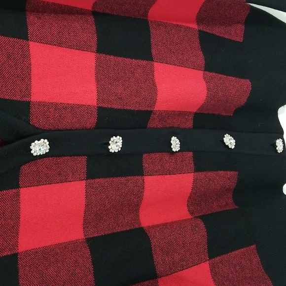 {Tommy Bahama} Buffalo Plaid Check Embellished Button Down Cardigan - Picture 10 of 15